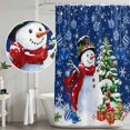 thumbnail image 4 of Navy Blue Snowman Shower Curtain Set with Hooks, Christmas Balls Tree Gift Snowflake Waterproof Fabric Bathroom Curtains Decor Home Accessories,72X 96 Inch Extra Long, 4 of 9