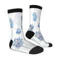 thumbnail image 2 of Goofa Pale Blue Lotus Flowers Printed Men's Crew Socks, Soft Durable Breathable Moisture-Wicking with Odor Control Cotton socks, 2 of 9