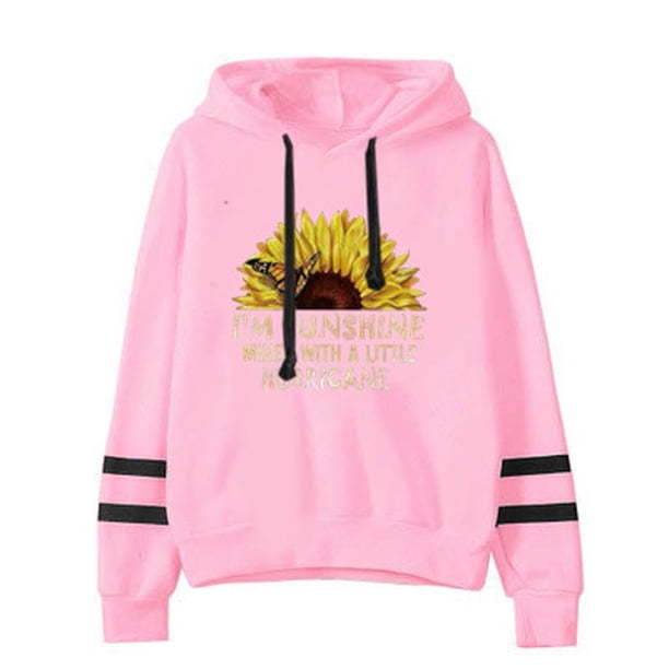 Puntoco - Jersey con capucha para mujer, ligero, manga larga, informal, con estampado de girasol Puntoco Puntoco-2019