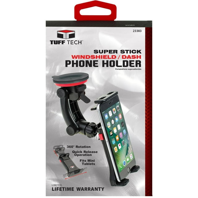 Tuff Tech Support de téléphone Super Stick pour pare-brise et tableau de bord