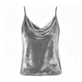 thumbnail image 4 of BUIGTTKLOP Velet Tops for Women Adjustable Spaghetti Strap Sleeveless Shirts Scoop Neck Velour Camisole Tops Loose Fitted Party Camis, 4 of 6
