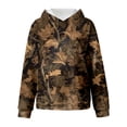 thumbnail image 7 of Ulanda Camo Hoodie Kids Cute Hoodies Maple Leaf Print Oversized Drop Shoulder Hooded Sweatshirt Pullover With Pocket (Bronze, 11-12 Years）, 7 of 7