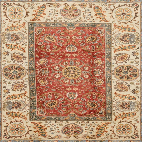 Ahgly Company Machine Washable Indoor Square Abstract Red Fox Red Area Rugs, 3' Square