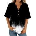 thumbnail image 5 of Spring Tops For Women Plus Size Summer Casual Loose Printed V-Neck Short Sleeve Button Workout Pullover Breathable Blouses T-Shirt for Women, 5 of 6