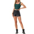 thumbnail image 2 of INSPIRAR CHIC Top de Mujer Cuello Cuadrado Dobladillo Asimétrico Con Cremallera Corsé Verde, 2 of 5