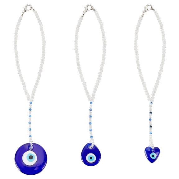 3 Styles Car Hanging Ornament Evil Blue Eye Charms for Car Rear View Mirror Decor Beaded Decor Car Charms Pendant Blessing Ornament