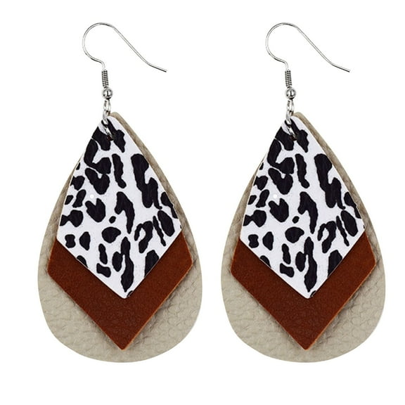 Jewelry VerPetridure Womens Leopard Leather Earrings Teardrop Dangle Earrings Leaf Earrings
