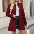 thumbnail image 2 of Women's Elegant Single-Breasted Coat - Solid Color Long-Sleeved Winter Outerwear, Red, XXL, 2 of 5