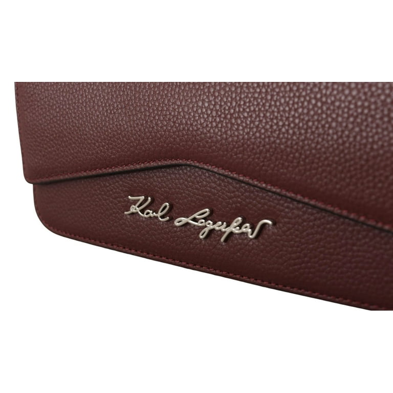 Karl Lagerfeld Wine Leather Evening Clutch Bag 