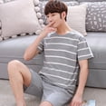 thumbnail image 7 of 2 Pieces Set Men‘s Summer Cotton Pajamas Set Short Sleeping Tops Pants Sleepwear Male Casual Nightwear Pijama pyjama night cloth, 7 of 7