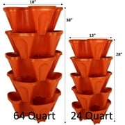 Large 64 Quart Stackable Planter 5-Pack - Grow More in Less Space - Plant Pots and Stack - DIY Vertical Gardening System - for Growing Veggies, Herbs, Garden Greens, Starwberries (Terracotta)