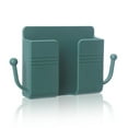 thumbnail image 2 of relayinert Wall Mounted Phone Charging Holder Remote Control Organizer Plastic Multifunctional Earphone Office Storage Box Green 1Set, 2 of 6