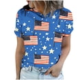thumbnail image 6 of Goodtrade8 4th of July T Shirts for Women Summer Red White and Blue Pullover American Flag Short Sleeve Casual Graphic , Red White and Blue Crew Neck Juniors Tops Independence Day, 6 of 6