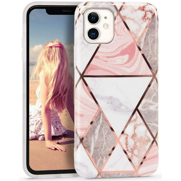 Étui pour Iphone 11 Marbre Pailleté en Silicone Souple Étui de Téléphone Marbre Pierre Mince Tpu Pare-Chocs Étui de Téléphone Flexible Étui Protecteur Souple Couverture Arrière Caoutchouc Mince (Fleurs 1)