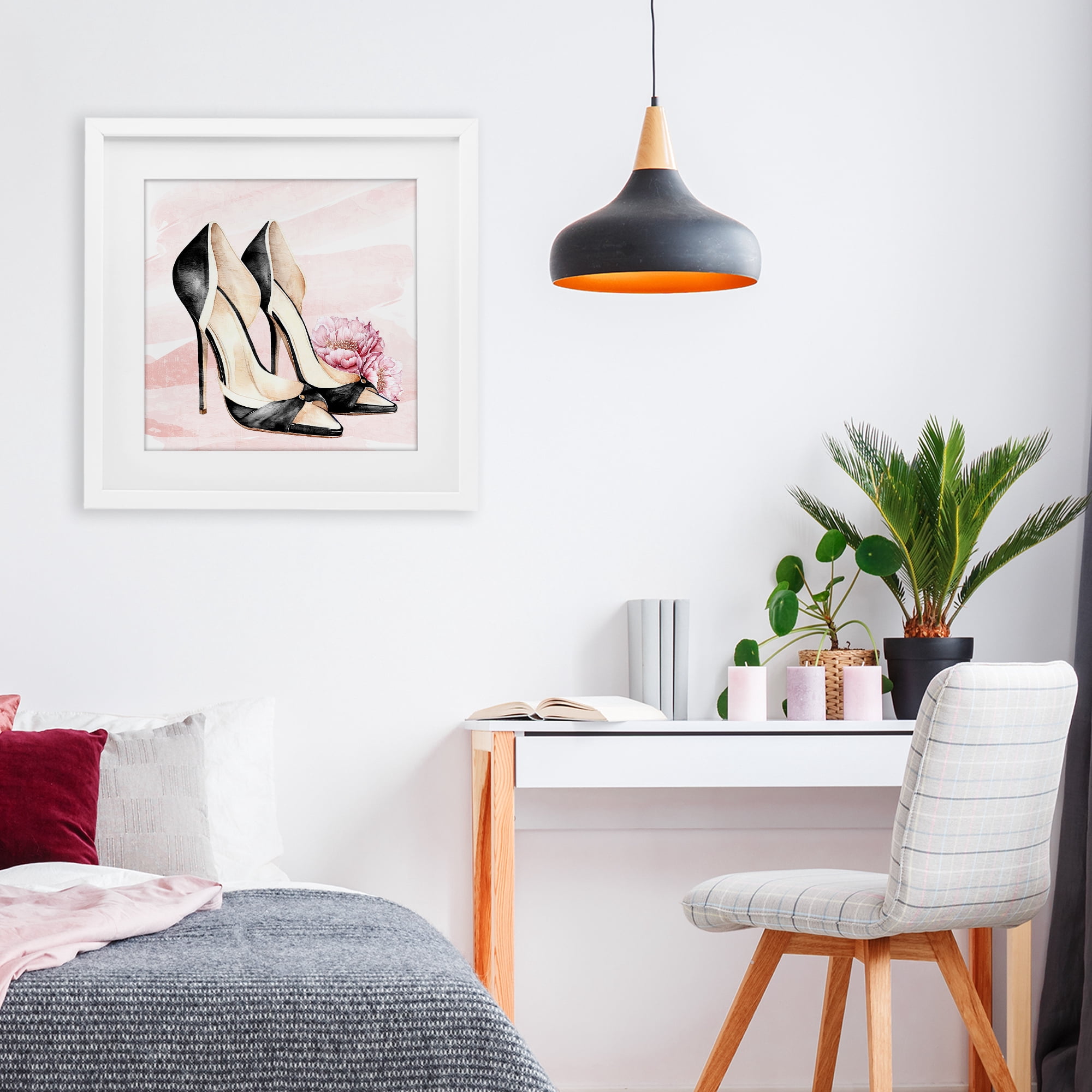 Stupell Industries Glam Time Heels White Framed Print Under Glass, design by Kim Allen