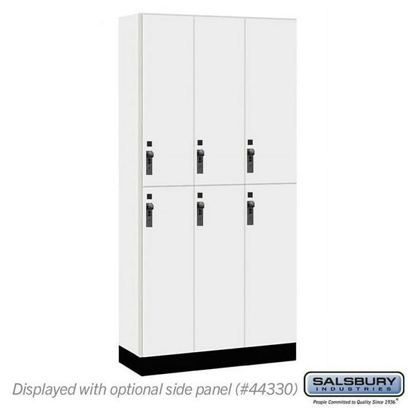 Salsbury Industries 42365AW 12 in. Wide Premier Wood Locker - Double Tier - 3 Wide - 6 ft. High - 15 in. Deep - Arctic White - Hasp
