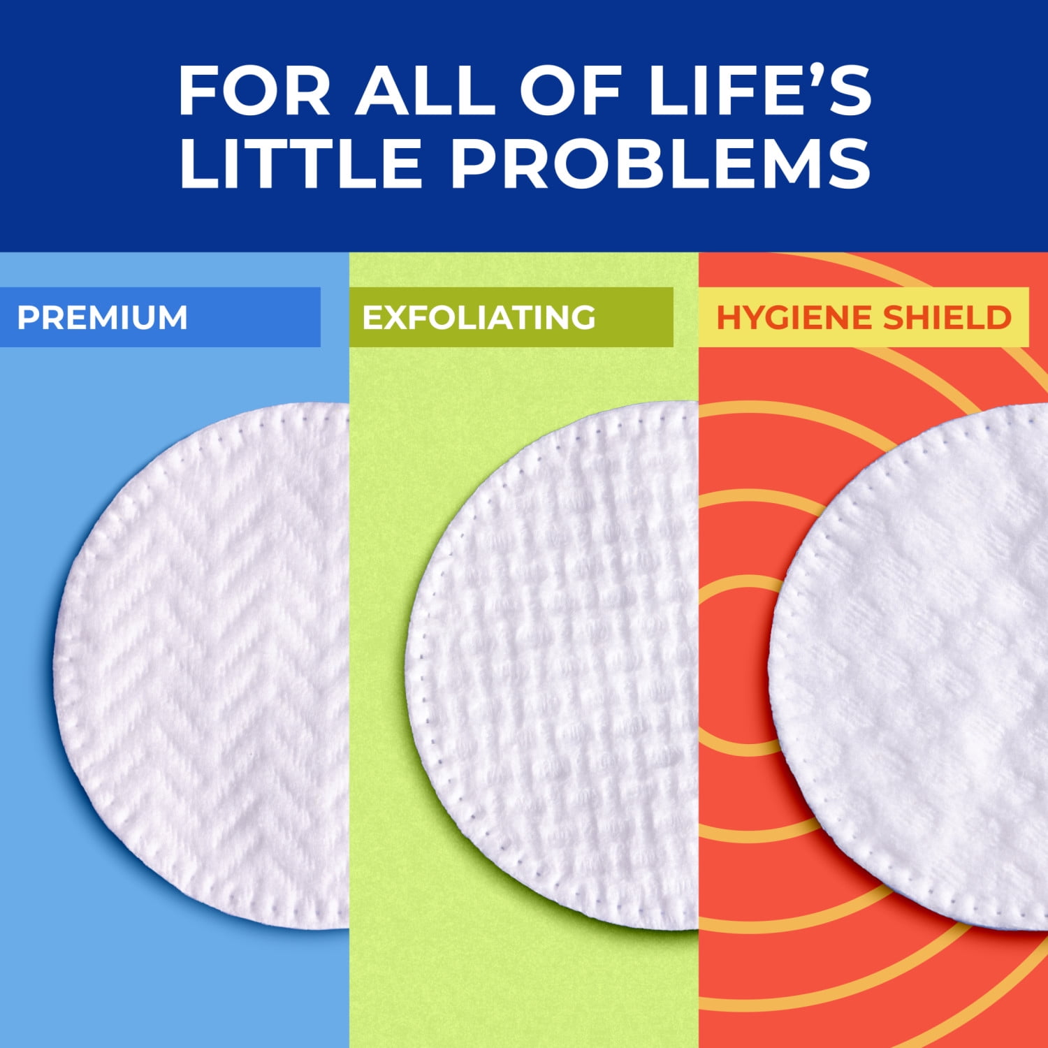 Q-tips Hygiene Shield 100% Cotton Rounds, Lint-Free Makeup Remover, Cleaning and Skin Care Pads, 80 Count