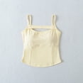 thumbnail image 4 of ZQUUVOU Tank Top For Women Cotton Spaghetti Crew Neck Solid Color Tops (Yellow,S), 4 of 6