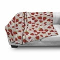 thumbnail image 3 of Strawberry Soft Flannel Fleece Throw Blanket, Delicious Summer Fruit Snacks and Daisy Petals Pattern on Striped Background, Cozy Plush for Indoor and Outdoor Use, 50" x 70", Multicolor, by Ambesonne, 3 of 6