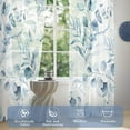 thumbnail image 3 of Plant Leaves Sheer Curtains 84 Inches Long 2 Panels, Blue Semi Sheer Curtains Light Filtering, Spring Summer Soft Textured Drapes for Bedroom Living Room Dining Room Window, 52" X 84", 3 of 5