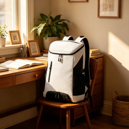 Eolstice Waterproof Gym Backpack Large Capacity Sports Travel Bag Lightweight Fitness Pack With Shoe Compartment And Laptop Sleeve For Men Women Workout Commute White