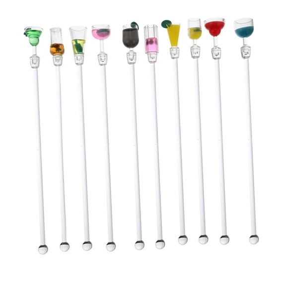 Swizzle Sticks Colorful Clear Drink Stirrers 9.05" Beverage Stirrer Acrylic Cocktail Stirrer Stylish Cocktail Drink Stirrers for Bars Cafes Restaurants Home Use 10 Pieces