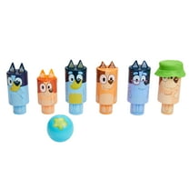 Bluey Wooden Character Skittles Set, Indoor & Outdoor Play, 6 Pins and 1 Bowling Ball, Ages 3 