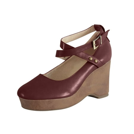 

Cglfd Women S Cute Casual Buckle High Heeled Thick Heeled Shallow Platform Shoes