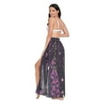 thumbnail image 3 of FORMRS Womens Long Sarong Beach Wrap Semi-Sheer Bikini Skirt Bathing Swimsuit Cover Up, Dark Purple Floral Pattern, 3 of 7
