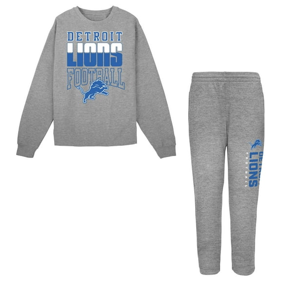 Toddler Outerstuff Heather Gray Detroit Lions Crewneck Sweatshirt & Pants Set