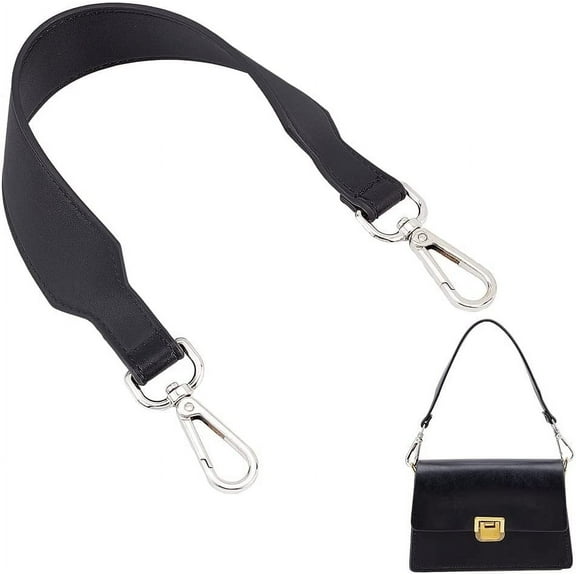 Genuine Leather Handbag Handle Strap 16.5 inch Leather Short Purse Handle Replacement Wide Clutch Strap DIY Bag Making Accessories for Shoulder Bag Tote Laptop Bag Briefcase Top Strap Black for DIY