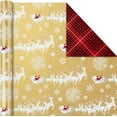 thumbnail image 6 of Christmas Wrapping Paper Rolls - Traditional Holiday Gift Wrap Paper (Set of 3 Reversible Rolls: 120 sq. ft. ttl.) Red and Gold Snowflakes, Stripes, Plaid, Santa's Sleigh, 6 of 6