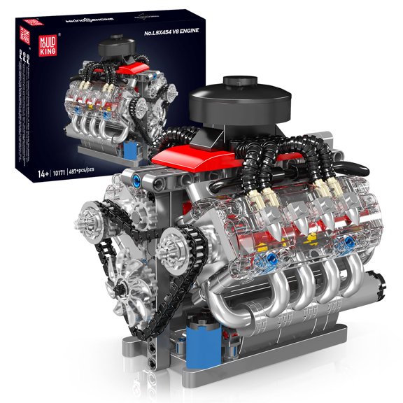 Kit de maquetas de motor Mould King 10171 V8 con motor 487 piezas