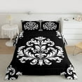 thumbnail image 2 of Homewish Damask Print Bedding Comforter Set,Retro Victorian Flower Twin Comforter Sets,Black White Bedding Set For Men Women,Super Cozy Room Decor Reversible,2 Pieces, 2 of 8