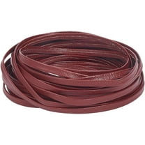 1 Bundle 5.5 Yards 5mm Flat Foldover Leather Cord Rope Double Sided Lychee Lambskin Leather Strap 1mm Thick Soft PU Leather String Strips Glossy Leather Lace for DIY Craft Dark Red