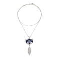 thumbnail image 1 of Ofertas Únicas 1 Pc Collar de Suéter Largo Ajustable Collar de Colgante Largo Totalmente Engastado en Diamantes 31.89" Tono Azul Plateado, 1 of 5