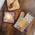 thumbnail image 5 of Pioneer Flower Floral Print Pattern Kitchen Oven Mitt and Pot Holder Sets 2 Pcs for Baking, Cooking and Grilling, Heat Resistant Up To 392 °F, 5 of 7