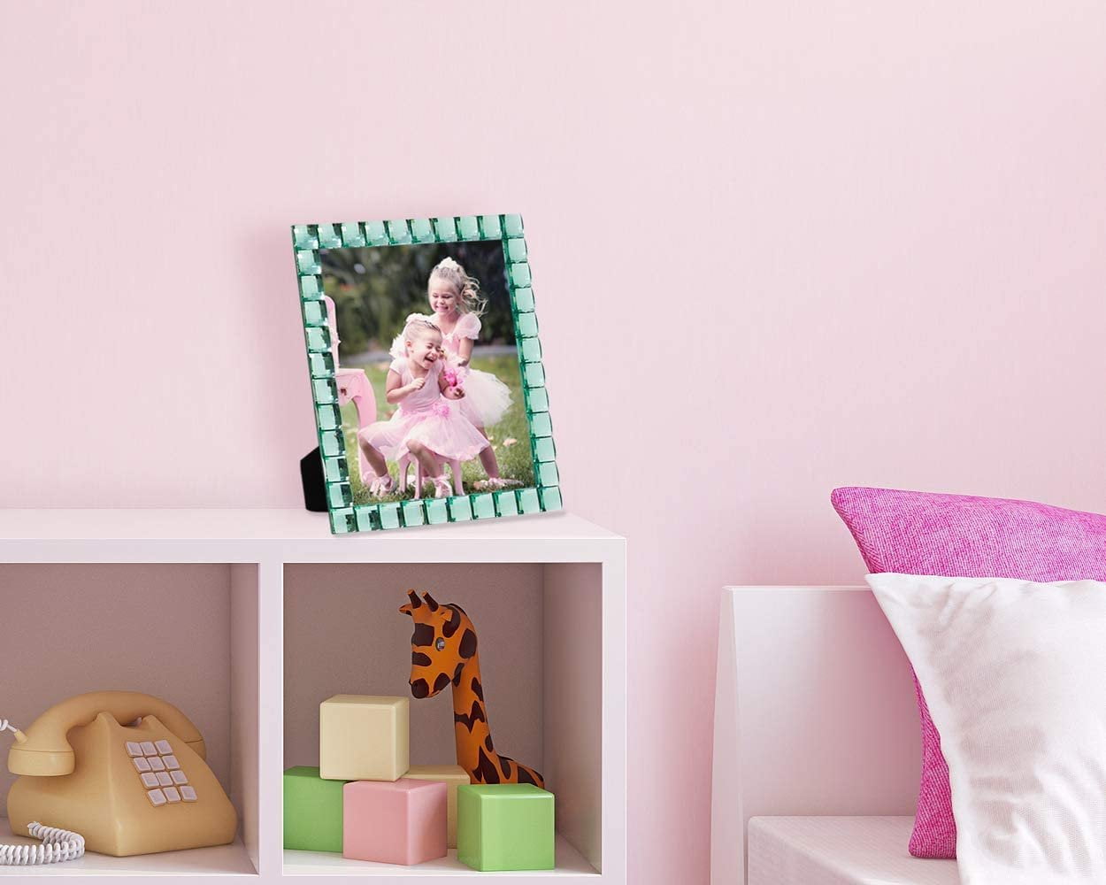 Isaac Jacobs Decorative Sparkling Light Green Jewel Picture Frame, Photo Display & Home Dcor 8x10, Light Green