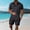 Black, variant on Hrsba Men Outfits 2 Piece Set, Solid Color Lapel Short Sleeve and Drawstring Elastic Waist Summer Fashion Daily Set