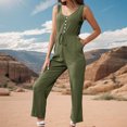 thumbnail image 5 of HAPIMO Sales Women One-Piece Jumpsuits Overalls Pocket Denim Jeans Bib Trousers Long Pants Dungarees with Drawstring Green M, 5 of 6