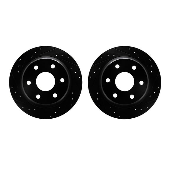 Dynamic Friction Company Rear Brake Rotors-Drilled and Slotted-Black 8002-48057