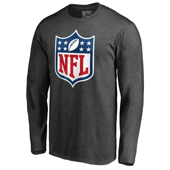 Men's Heathered Charcoal NFL Shield Primary Logo Long Sleeve T-Shirt