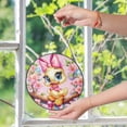 thumbnail image 6 of Easter Duck Spring Wreath Suncatcher Stained Glass Style, UV Printed Glass, Farmhouse Animal Window Hanging, Round, 6 of 9
