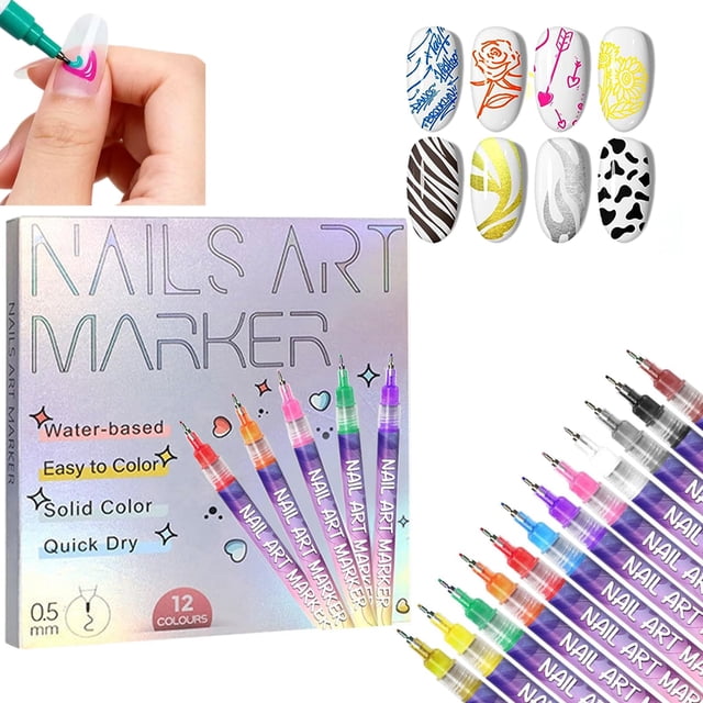 Set de 12 Marcadores para Arte en Uñas OCOUYVD Colores 0.5 mm Pintura Acrílica