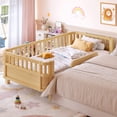 thumbnail image 3 of Bellemave Twin Size Bed with Removable Rails, Solid Wood Montessori Bed with Headboard and Footboard, Rounded Corners Twin Platform Bed with Fence, No Box Spring Needed, Natural, 3 of 8