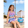 thumbnail image 4 of Lanbubble Girls Tankini Swimsuit Set 3 Piece Bathing Suits for Toddler Summer Beach Swimwear Size 3-4T, 4 of 9