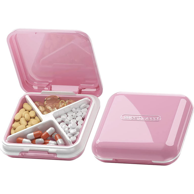 2 Pack 3 Compartment Small Pill Box, Moisture Proof Pill Case, Travel Pill  Organizer for Pocket Purse, Daily Portable Medicine Vitamin Box, Fish Oil
