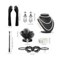 thumbnail image 4 of Conjunto de accesorios flapper de los años 20. Accesorios de los años 20. Conjunto de accesorios de los años 1920 con diadema flapper, collar con ojos de encaje, pulsera y pendientes., 4 of 6