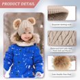 thumbnail image 3 of Kids Winter Pompom Hat Knitted Ski Beanie Hat Double Pom Beanie Cap for Girls Boys, for 1-3 Years Old, 3 of 7