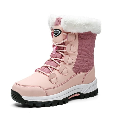 

Women Winter Snow Boots Comfortable Faux Fur Lined Mid Calf Outdoor Snow Shoes Waterproof Hiking Boots